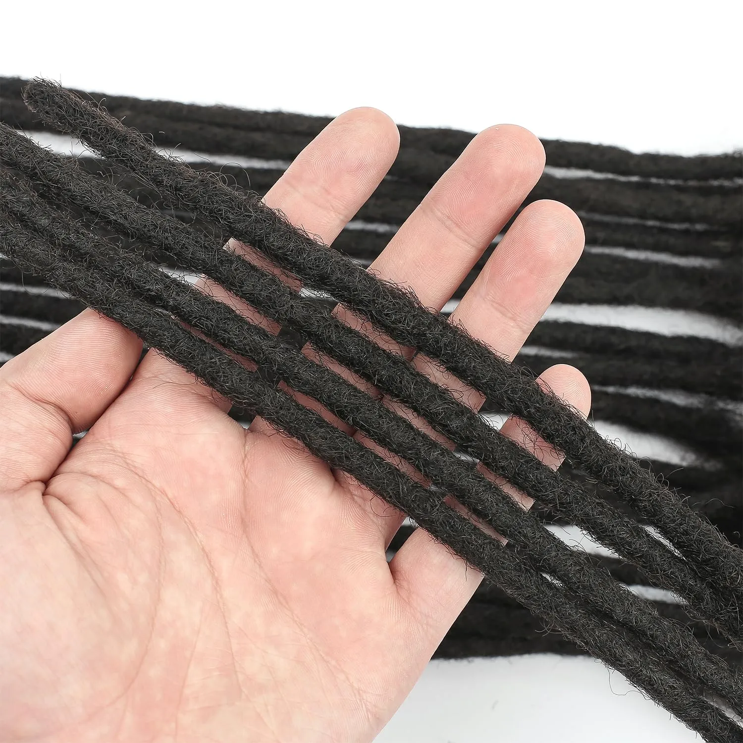 0.4 cm Loc Extensions 8 Inch 30 StrHuman Hair Dreadlock Extension 100% FUll Handmade Human Hair Dread Extension for Man/Woman/Kids Human Hair Locs Can be Curly and Dyed