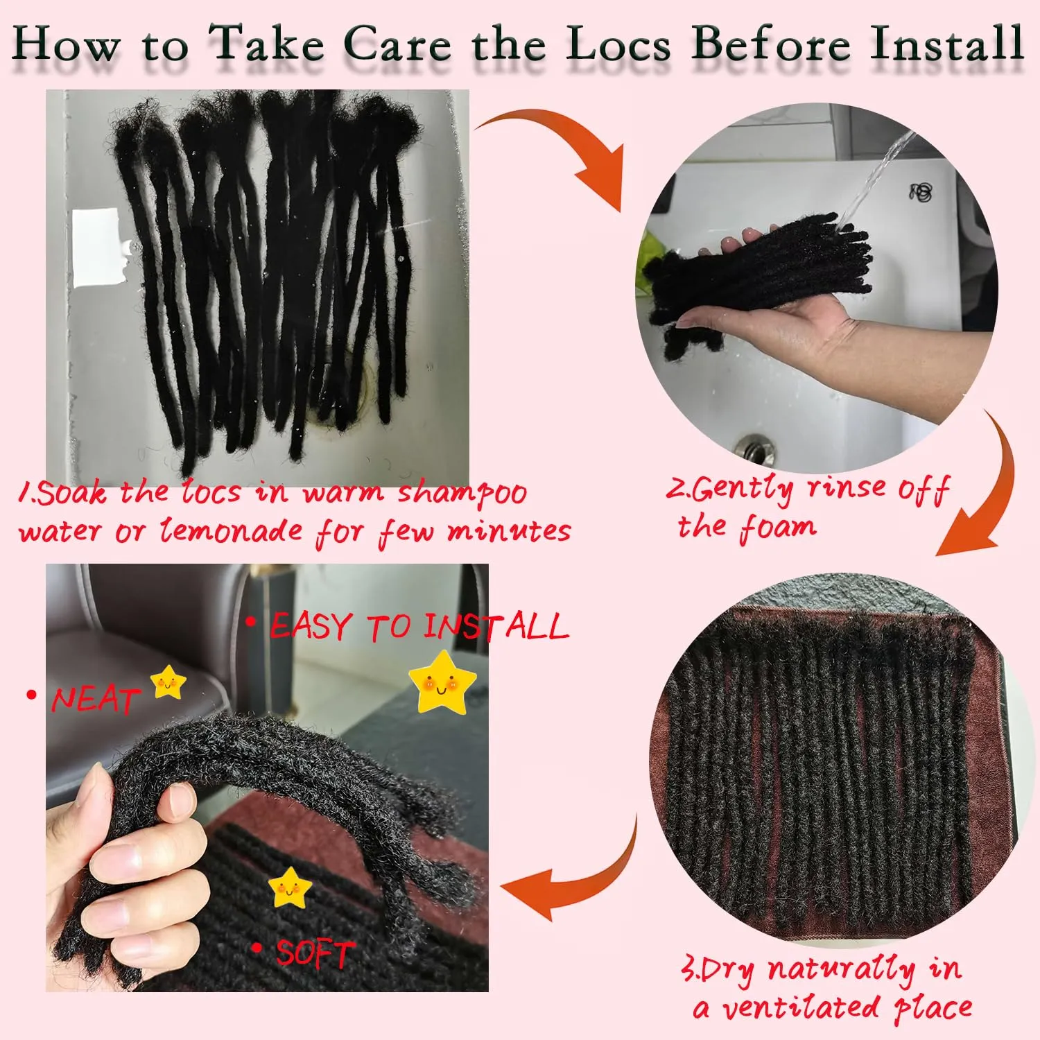 0.4 cm Loc Extensions 8 Inch 30 StrHuman Hair Dreadlock Extension 100% FUll Handmade Human Hair Dread Extension for Man/Woman/Kids Human Hair Locs Can be Curly and Dyed