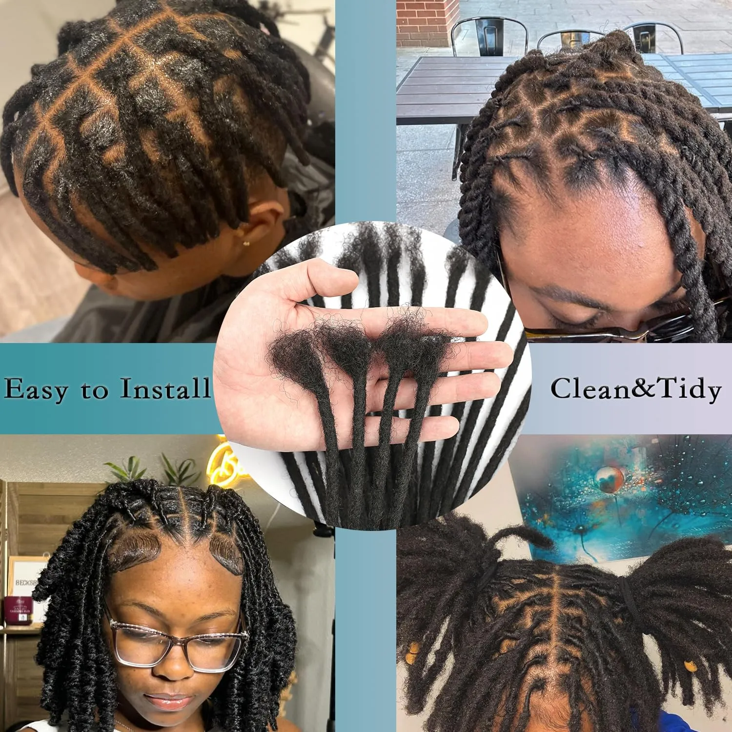 0.4 cm Loc Extensions 8 Inch 30 StrHuman Hair Dreadlock Extension 100% FUll Handmade Human Hair Dread Extension for Man/Woman/Kids Human Hair Locs Can be Curly and Dyed