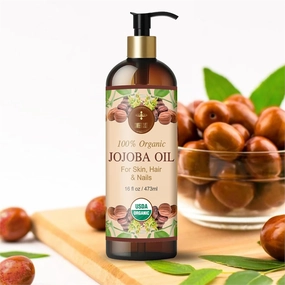 100% Organic Jojoba Oil - 16 fl oz, Unrefined Moisturizer for Face, Hair & Body | USDA Organic, Pure, Hexane-Free, Cruelty-Free