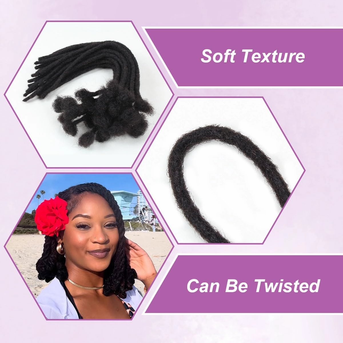 10 inch 50 Strands Loc Extensions Human Hair, 0.4cm Width 100% Human Hair Dreadlock Extensions for Men/Women, Can be Dyed Soft Dreads Extensions,27#Brown