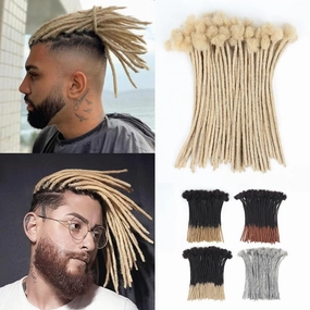 10 inch 50 Strands Loc Extensions Human Hair, 0.4cm Width 100% Human Hair Dreadlock Extensions for Men/Women, Can be Dyed Soft Dreads Extensions,613#Blonde