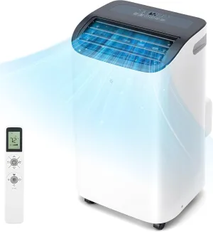 12,000 BTU Portable Air Conditioners Cools up to 550 Sq.Ft, Auto-Evaporation 4-in-1 Air Conditioner Portable with Cool, Dry, Fan, Sleep Modes, Quiet Air Conditioner for Bedroom, Large Room with Remote