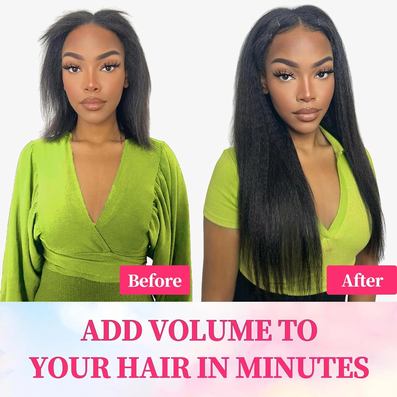 12 Inch Kinky Straight Clip in Hair Extensions Real Human Hair Clip in Extensions 8Pcs 110g 20 Clips Brazilian Virgin Hair Yaki Straight Clip ins Double Weft Natural Black
