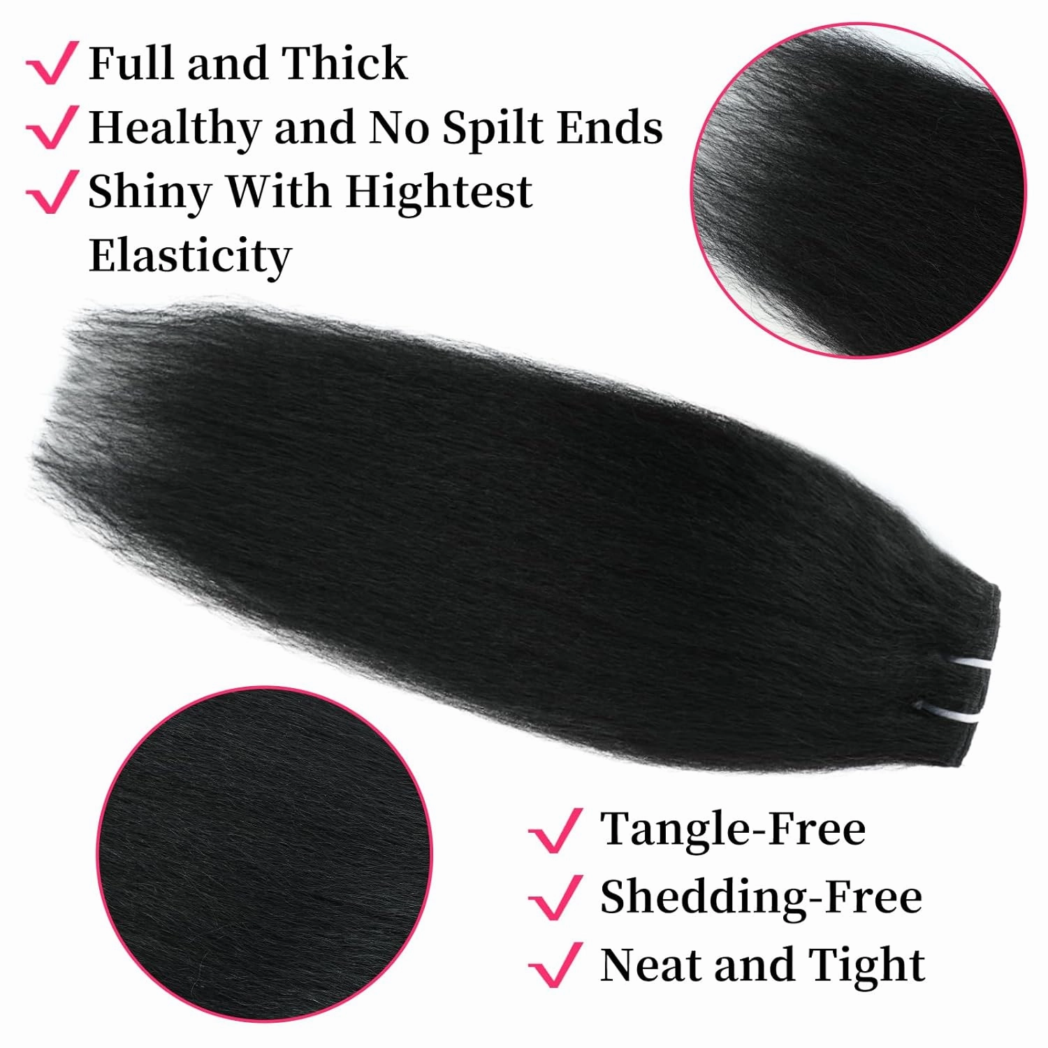 12 Inch Kinky Straight Clip in Hair Extensions Real Human Hair Clip in Extensions 8Pcs 110g 20 Clips Brazilian Virgin Hair Yaki Straight Clip ins Double Weft Natural Black