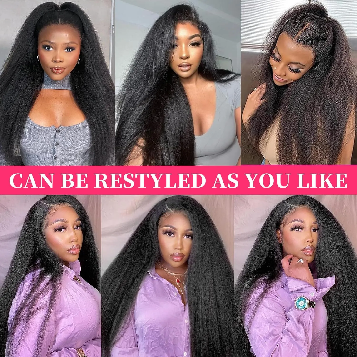 16 Inch Kinky Straight Clip in Hair Extensions Real Human Hair Clip in Extensions 8Pcs 110g 20 Clips Brazilian Virgin Hair Yaki Straight Clip ins Double Weft Natural Black