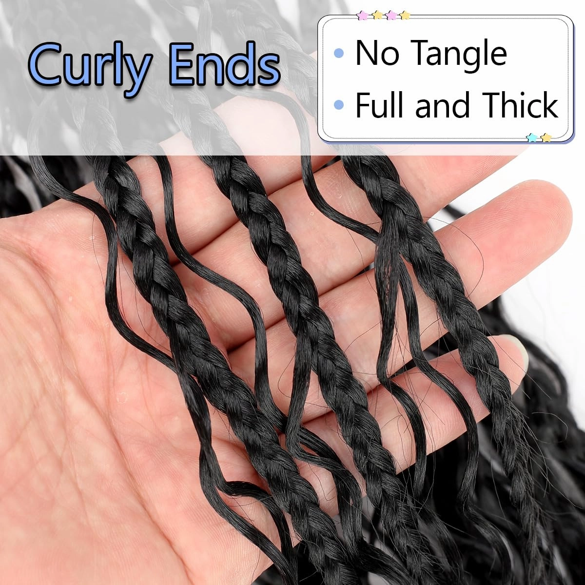 18 Inch Goddess Box Braids Crochet Hair 8 Packs Boho Box Braids Crochet Hair Bohemian Braid Hair Synthetic Crochet Hair for Black Women 1B#