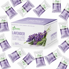 18 Pack Natural Foaming Hand Soap Tablets - Soft Moisturizing Handwash Tab Refills - 1 Tablet = 9 Oz Refillable Liquid Wash Foam Handsoap - Eco-Friendly Paper Softsoap Refill Tabs (Lavender)