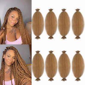 18Inch Marley Twist Braiding Hair Pre Stretched 8Packs Pre Fluffed kinky Twist Hair Wrapping Hair for Soft Locs Hair Extensions (18 Inch,8Pack,#27)