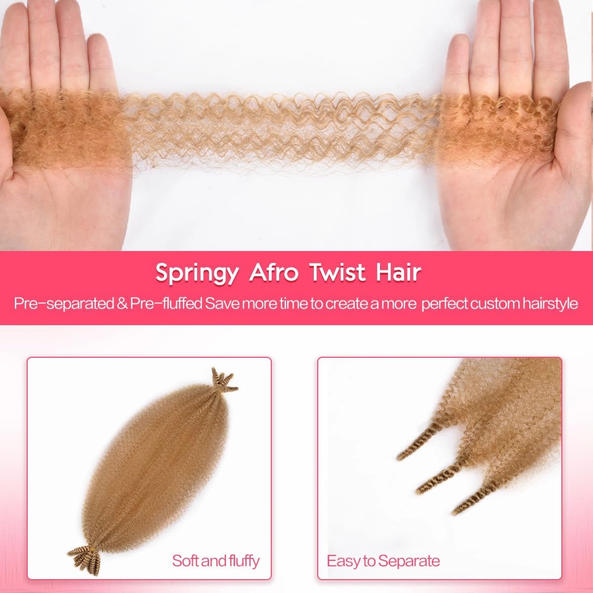 18Inch Marley Twist Braiding Hair Pre Stretched 8Packs Pre Fluffed kinky Twist Hair Wrapping Hair for Soft Locs Hair Extensions (18 Inch,8Pack,#27)