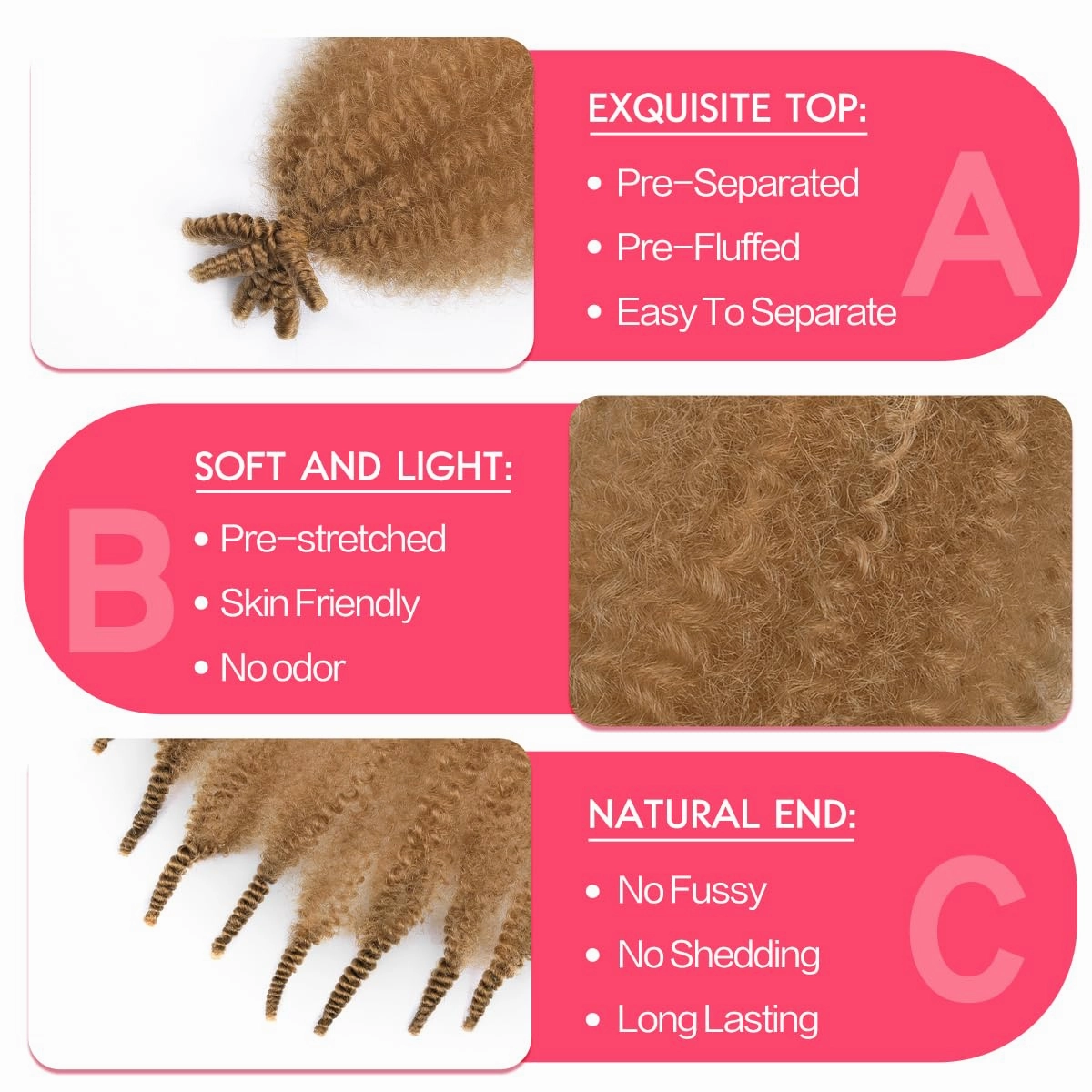 18Inch Marley Twist Braiding Hair Pre Stretched 8Packs Pre Fluffed kinky Twist Hair Wrapping Hair for Soft Locs Hair Extensions (18 Inch,8Pack,#27)