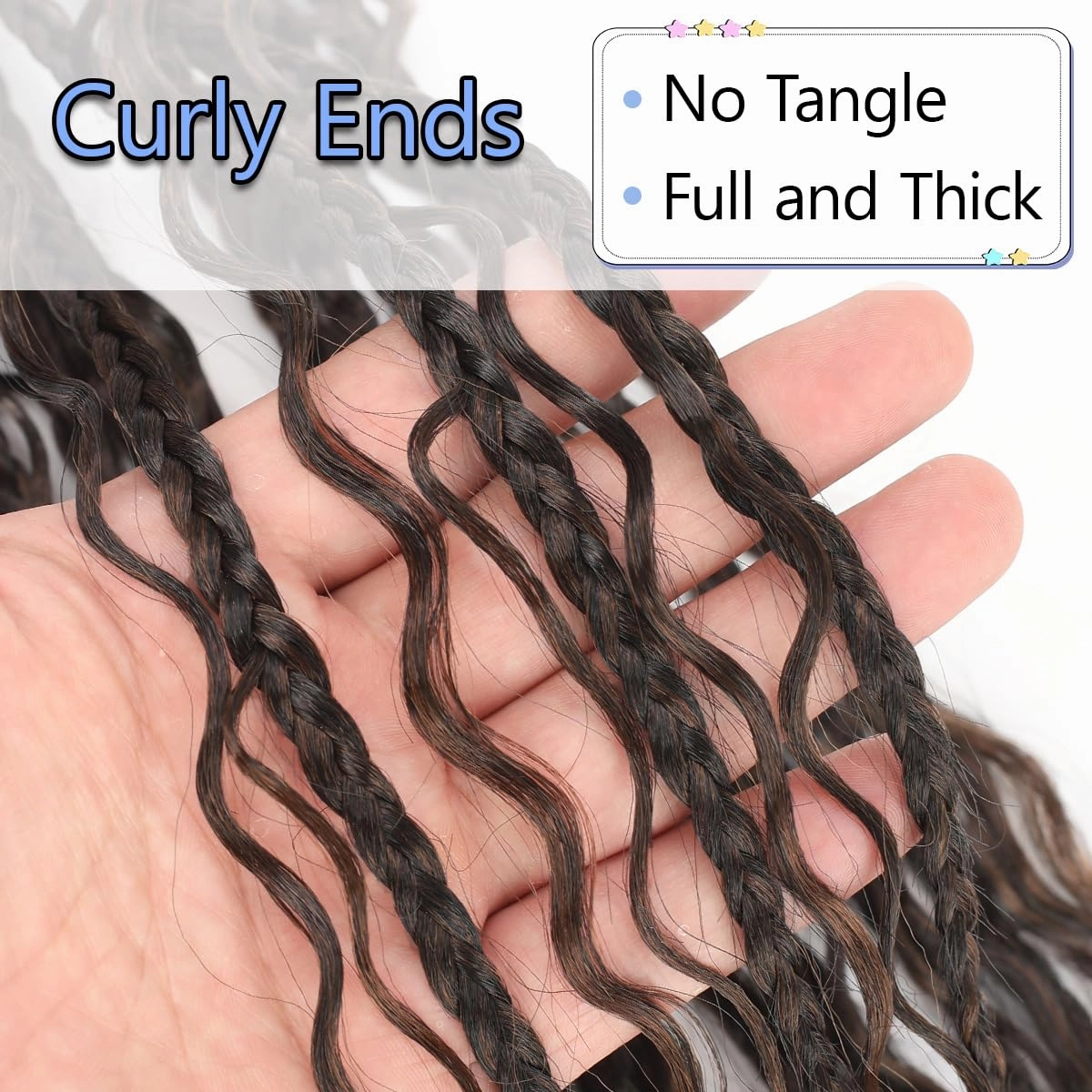 24 Inch 8 Packs Goddess Box Braids Crochet Hair for Black Women Boho Box Braid Bohemian Crochet Braids Pre-looped Crochet Braids with Curly Ends Synthetic Hair T30