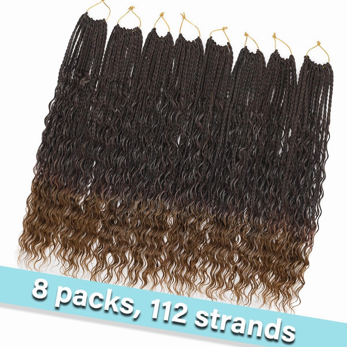 24 Inch 8 Packs Goddess Box Braids Crochet Hair for Black Women Boho Box Braid Bohemian Crochet Braids Pre-looped Crochet Braids with Curly Ends Synthetic Hair T30