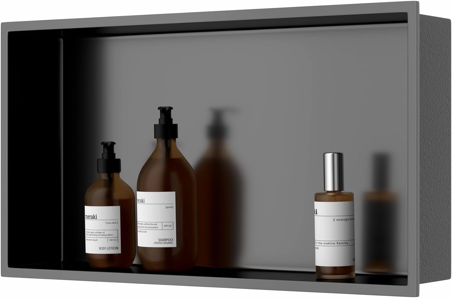 24" x 12" Rectangle Shower Niche, Gold Recessed Bathroom Shelf, No Tile Needed, Waterproof Wall Niche Insert for Shower Storage, Easy Install, Modern Bathroom Organizer Black