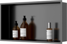 24" x 12" Rectangle Shower Niche, Gold Recessed Bathroom Shelf, No Tile Needed, Waterproof Wall Niche Insert for Shower Storage, Easy Install, Modern Bathroom Organizer Black