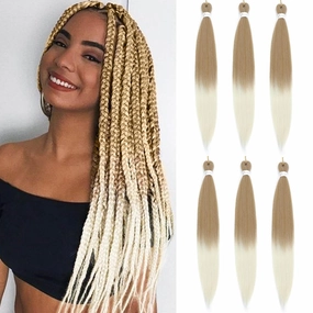 27/613 Braiding Hair Pre stretched 26 Inch 6 Packs Professional Prestretched Hair for Braiding Yaki Texture Braiding Hair Pre Stretched Hot Water Setting