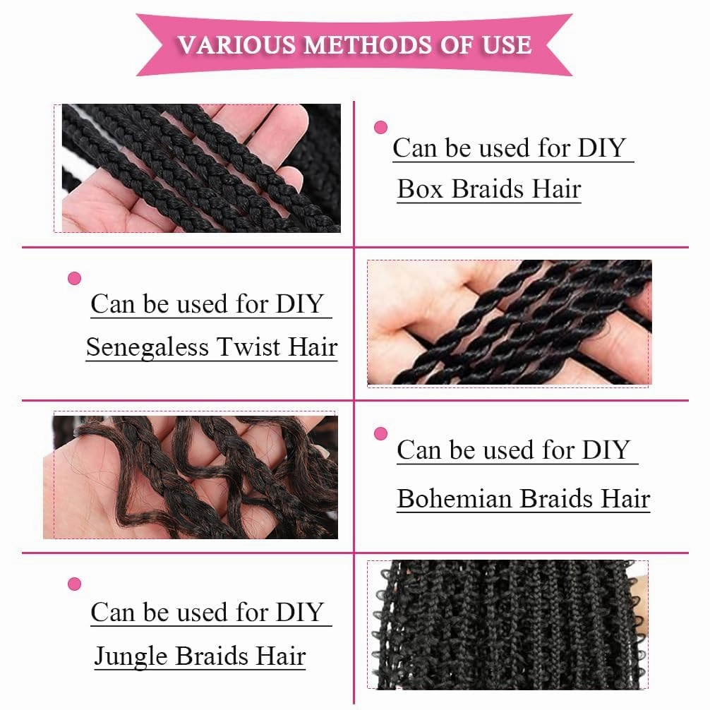 27/613 Braiding Hair Pre stretched 26 Inch 6 Packs Professional Prestretched Hair for Braiding Yaki Texture Braiding Hair Pre Stretched Hot Water Setting