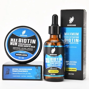 2 Pack Biotin Beard Growth Kit for Men – Sandalwood Beard Oil & Balm – Beard Care Set for Growth, Softening & Styling – Gift for Father’s Day & Christmas