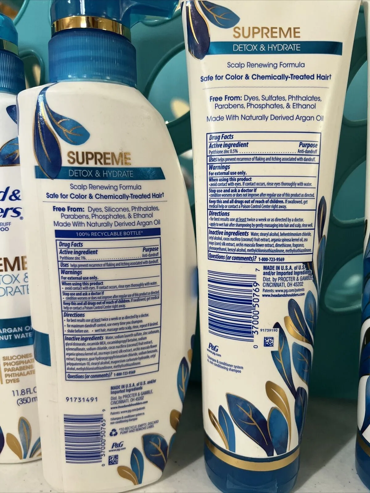 (4) Head & Shoulders SUPREME Detox Hydrate Shampoo Conditioner Argan 11.8oz