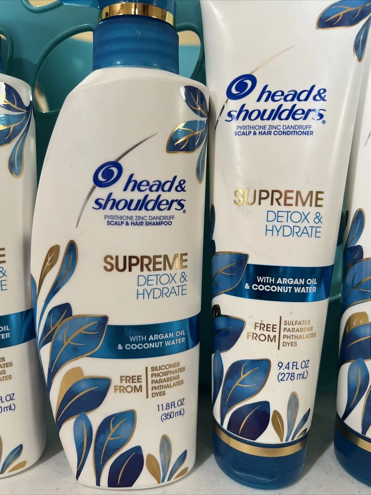 (4) Head & Shoulders SUPREME Detox Hydrate Shampoo Conditioner Argan 11.8oz