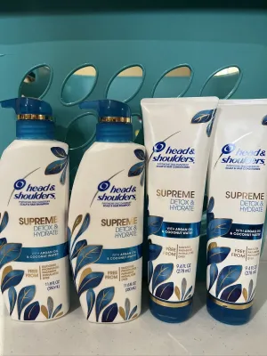 (4) Head & Shoulders SUPREME Detox Hydrate Shampoo Conditioner Argan 11.8oz