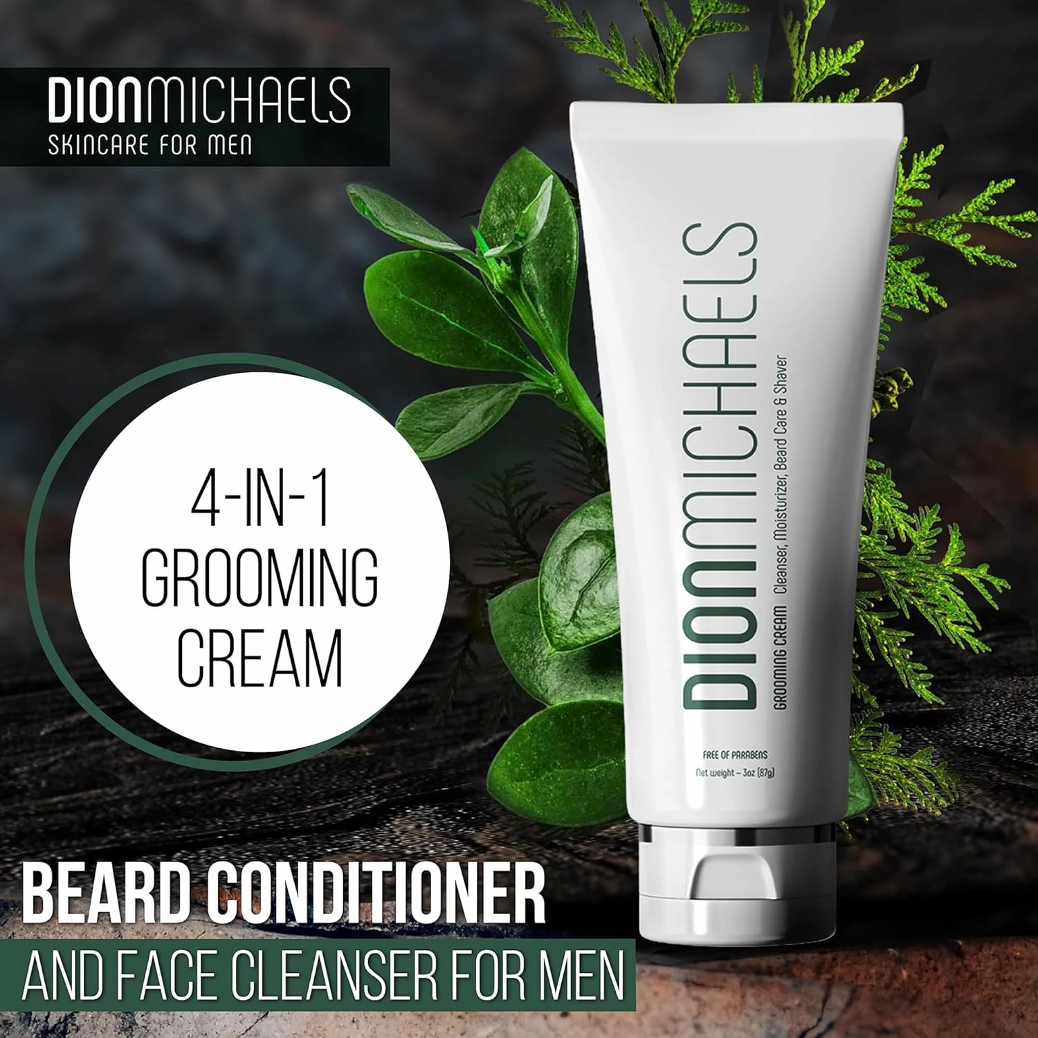 4-in-1 Men's Shaving & Grooming Cream - Shaving Cream, Facial Cleanser, Beard Care and Face Moisturizer - Beard Softener for Men - For All Skin Types, 3oz