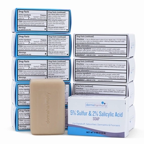 5% Sulfur 2% Salicylic Acid Bar Soap 4 oz – Crafted for those with Seborrehic Dermatitis, Dandruff, and Psoriasis (10 Pack)