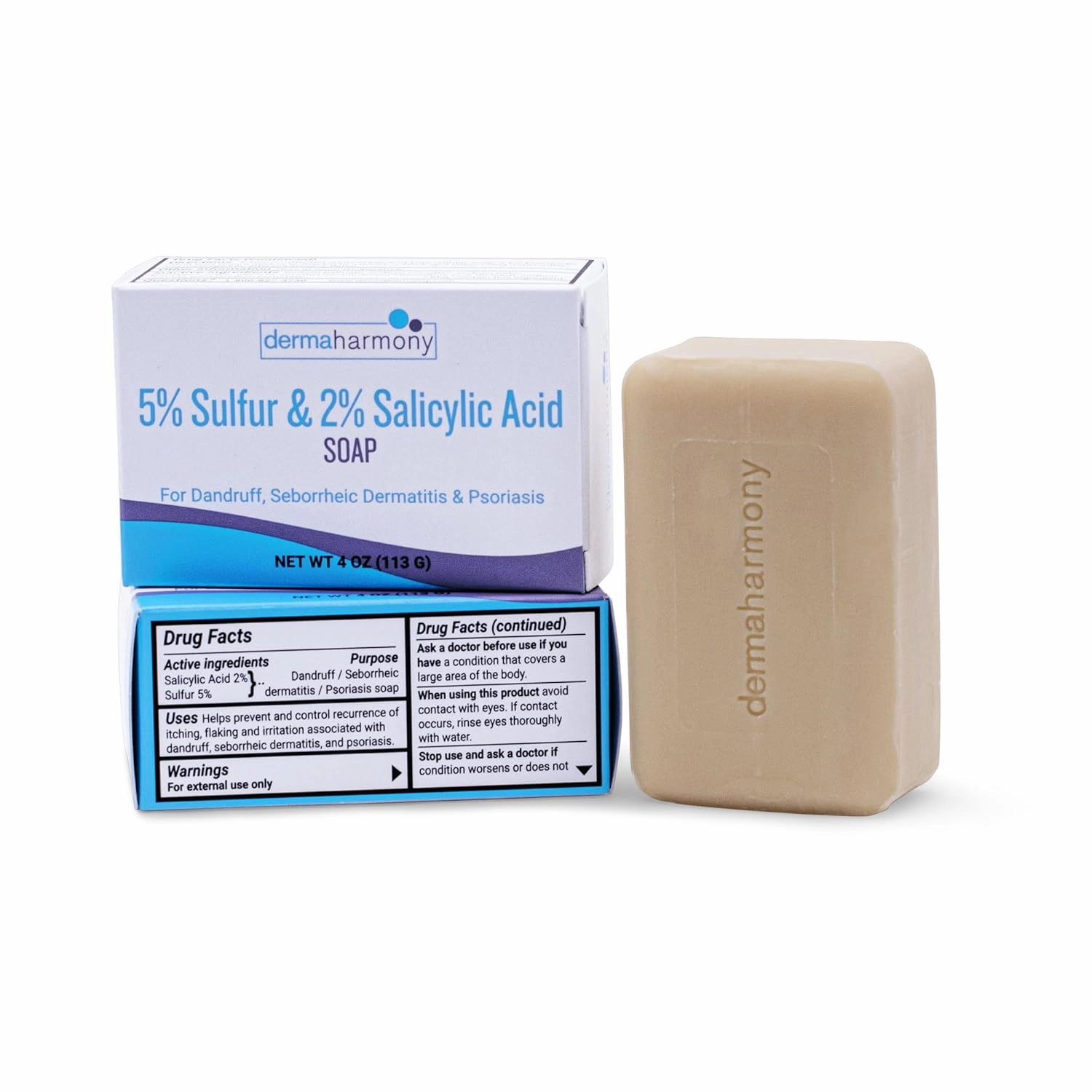 5% Sulfur 2% Salicylic Acid Bar Soap 4 oz – Crafted for those with Seborrehic Dermatitis, Dandruff, and Psoriasis (3 Pack)