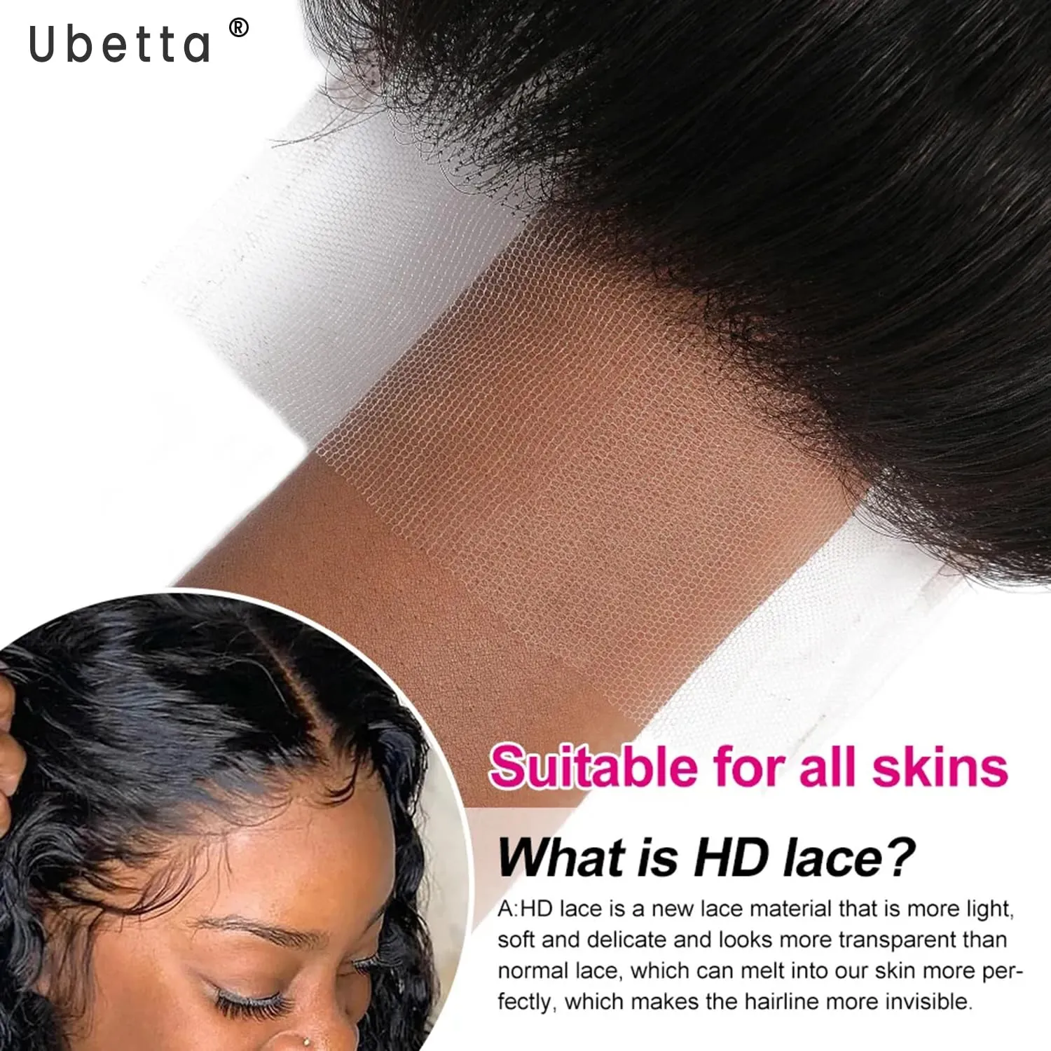 5x5 HD Lace Closure, Ultra-thin Invisible HD Lace Closure Tiny Single Knot Pre-Plucked with Baby Hair 12A Grade Brazilian Virgin Straight Hair Undetectable Melted Lace Closure Human Hair 20 Inch