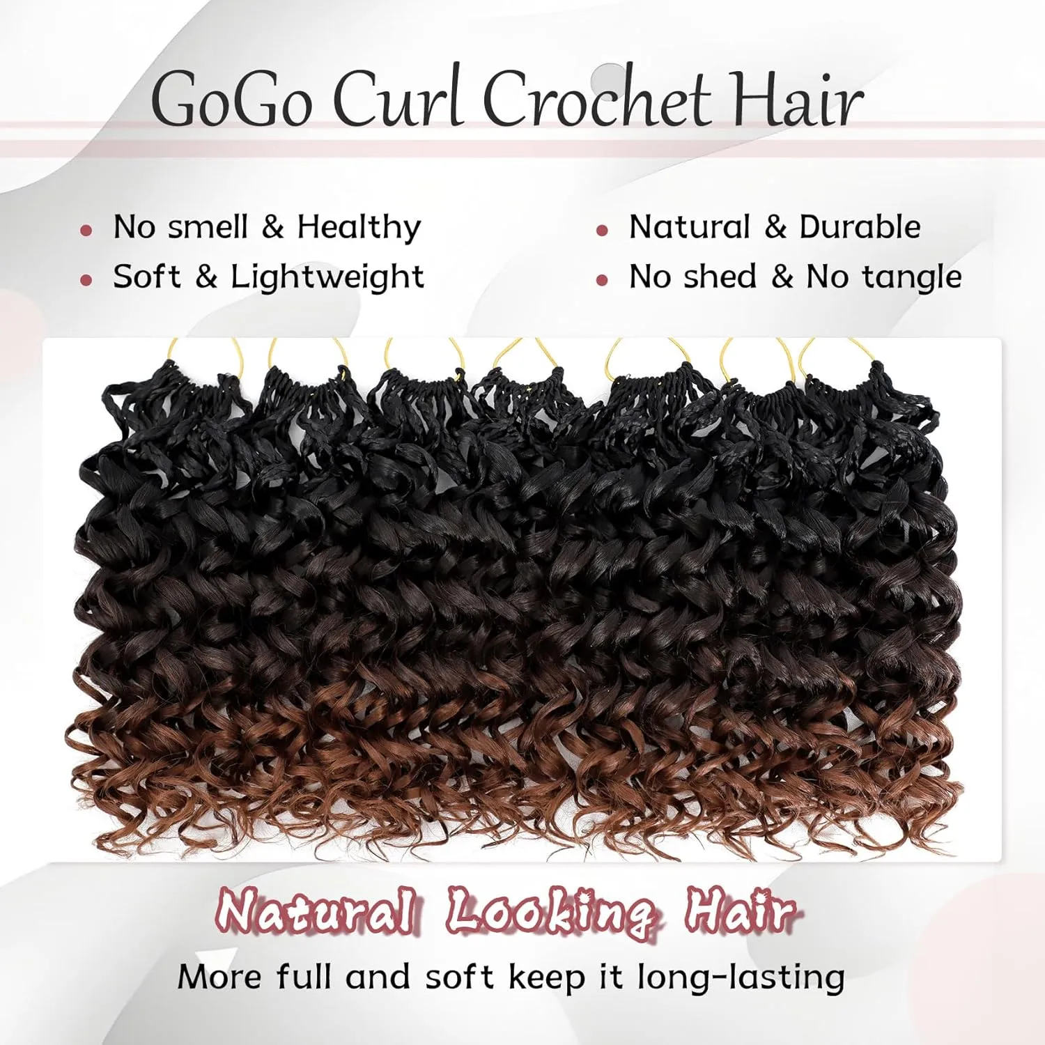 7 Packs Gogo Curl Crochet Hair for Women 8 Inch Pre-Twisted Curly Crochet Hair Pre Looped Deep Ocean Water Wave Beach Curl Crochet Braids Synthetic Braiding Hair Extensions (8 Inch, 1B/4/30)