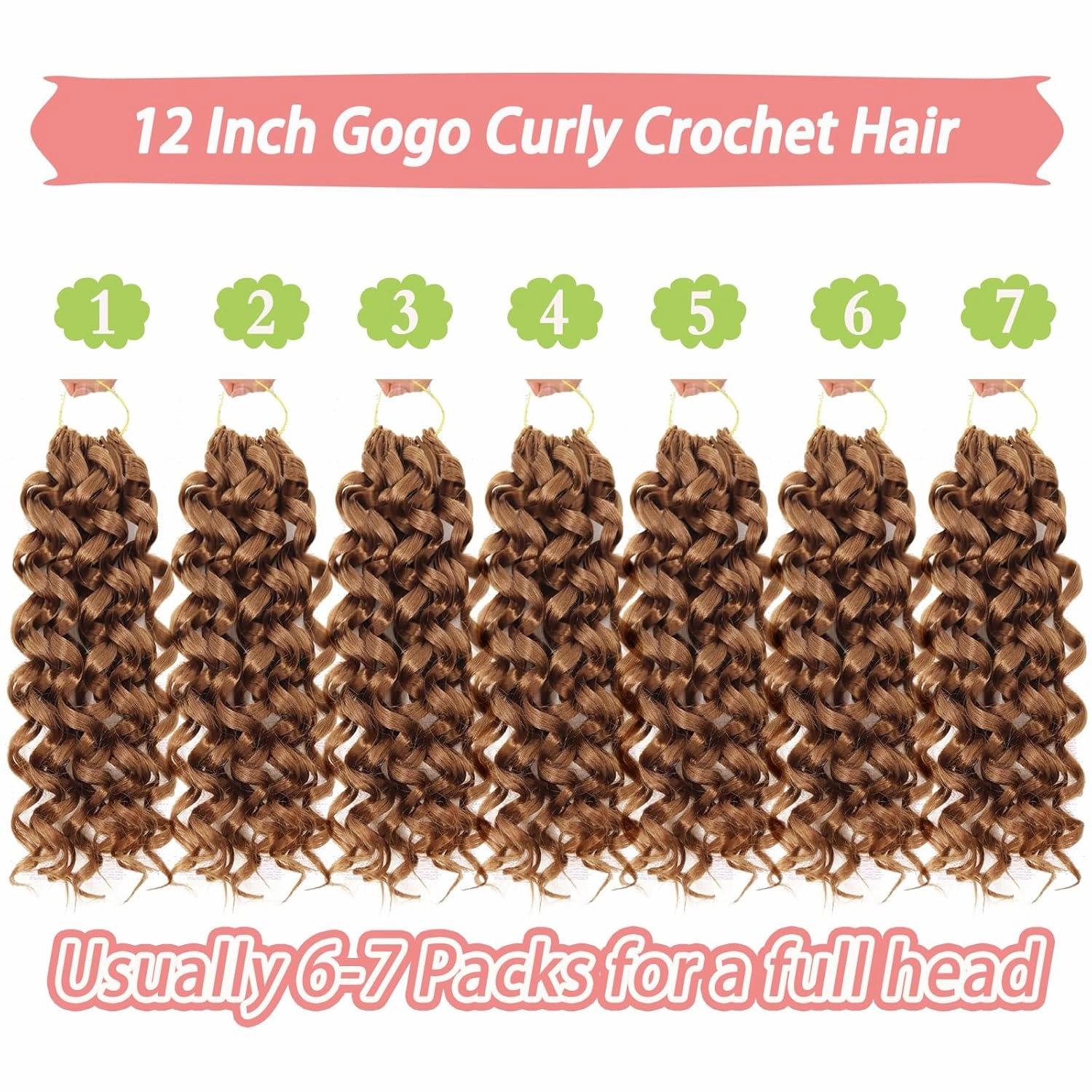 7 Packs Gogo Curl Crochet Hair 12 Inch Short Curly Crochet Hair for Women Water Wave Beach Curl Deep Twist Crochet Braids Synthetic Braiding Hair Extensions (12 Inch, 30#)