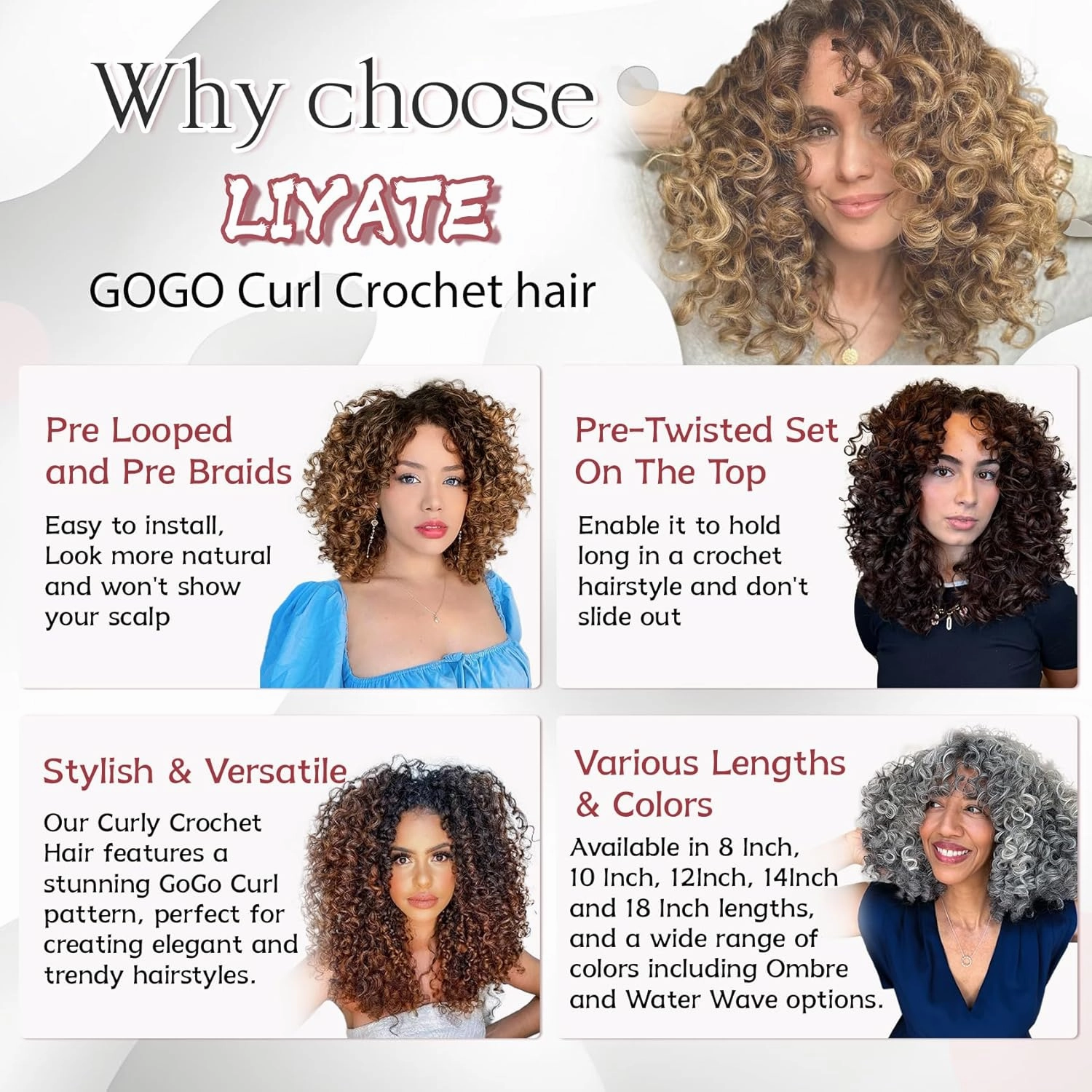 7 Packs Gogo Curl Crochet Hair for Women 8 Inch Pre-Twisted Curly Crochet Hair Pre Looped Deep Ocean Water Wave Beach Curl Crochet Braids Synthetic Braiding Hair Extensions (8 Inch, 1B/30)