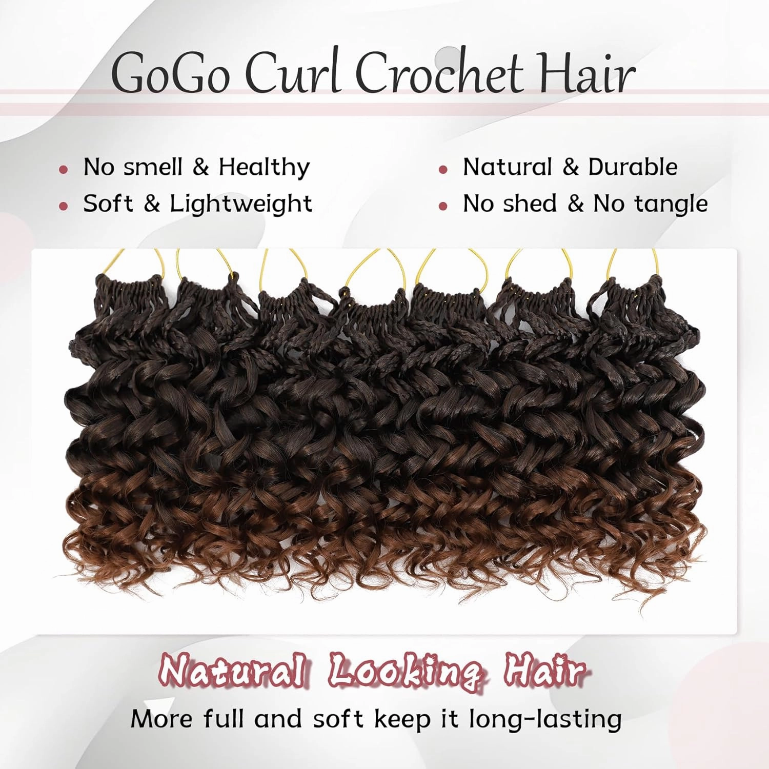 7 Packs Gogo Curl Crochet Hair for Women 8 Inch Pre-Twisted Curly Crochet Hair Pre Looped Deep Ocean Water Wave Beach Curl Crochet Braids Synthetic Braiding Hair Extensions (8 Inch, 1B/30)
