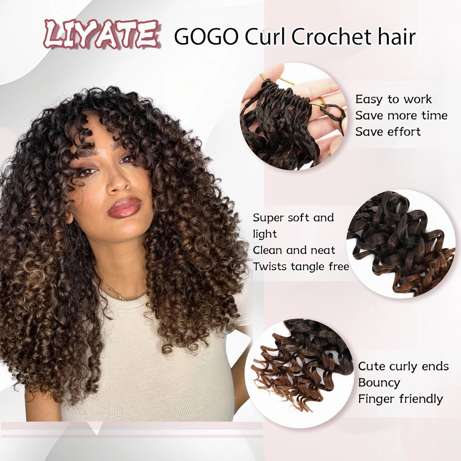 7 Packs Gogo Curl Crochet Hair for Women 8 Inch Pre-Twisted Curly Crochet Hair Pre Looped Deep Ocean Water Wave Beach Curl Crochet Braids Synthetic Braiding Hair Extensions (8 Inch, 1B/30)