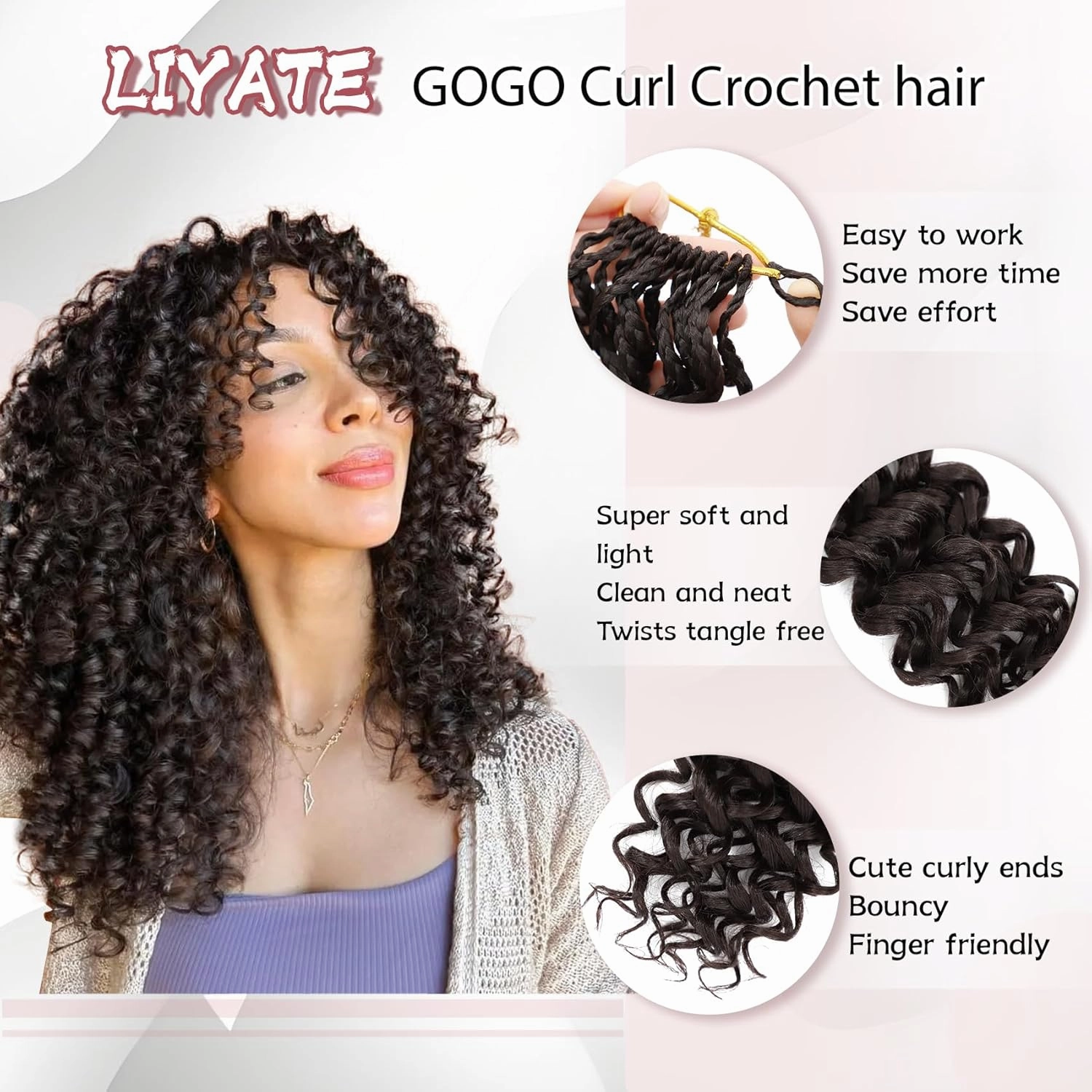 7 Packs Gogo Curl Crochet Hair for Women 8 Inch Pre-Twisted Curly Crochet Hair Pre Looped Deep Ocean Water Wave Beach Curl Crochet Braids Synthetic Braiding Hair Extensions (8 Inch, 4#)