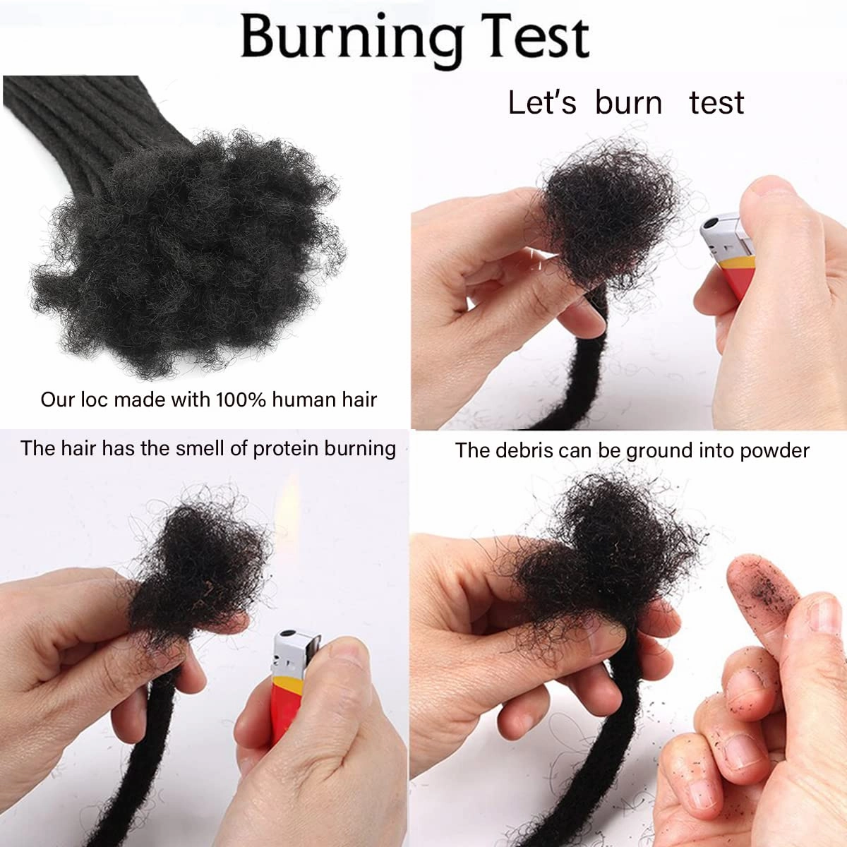 8 Inch 30 Str Loc Extensions Human Hair 100% Handmade Permanent Dreadlock Extensions for Women Men Can Be Curled and Bleached Loc Extension with Needle(0.6cm Width 30#)