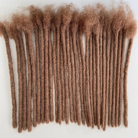 8 Inch 30 Str Loc Extensions Human Hair 100% Handmade Permanent Dreadlock Extensions for Women Men Can Be Curled and Bleached Loc Extension with Needle(0.6cm Width 30#)