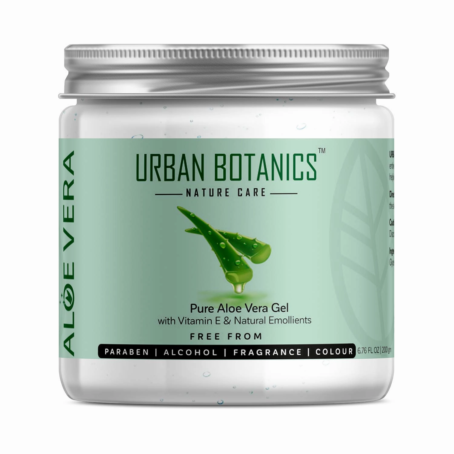 .Urban-Botanic's® Pure Aloe Vera Skin/Hair Gel With Vitamin E & Natural Emollients (Paraben Free), 200g
