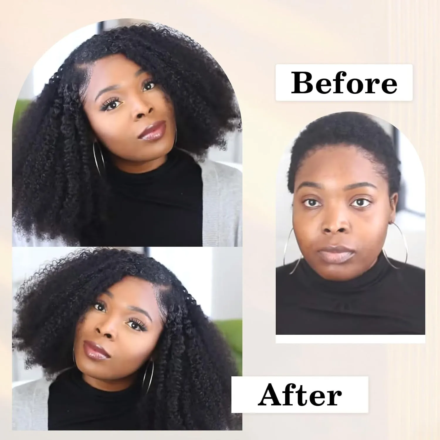 ABH AMAZINGBEAUTY HAIR Afro Kinky Curly Human Hair Clip-ins 20 Inch 7Pcs 3C 4A Extensions for Black Girls - Two Tone Ombre Burgundy Wine Red 120 Gram