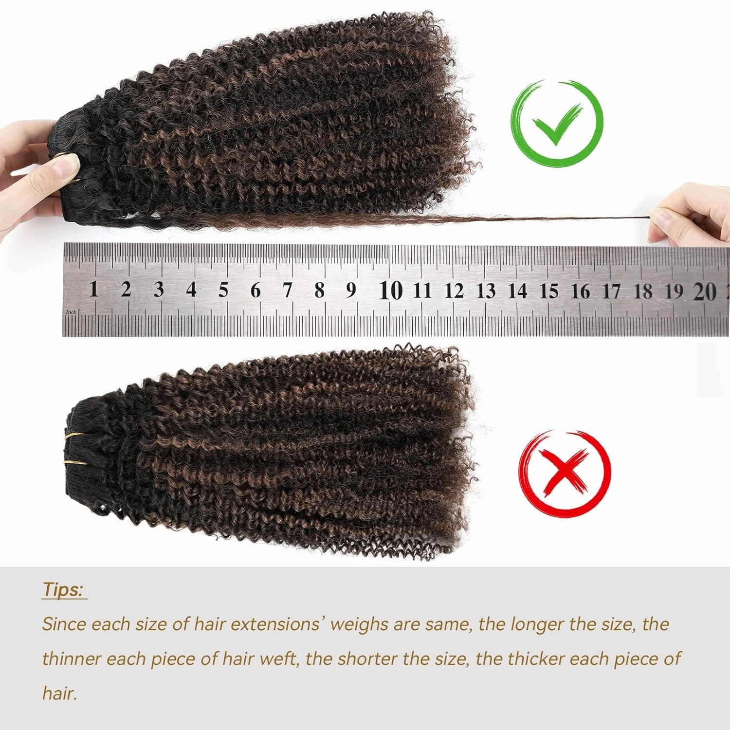 ABH AMAZINGBEAUTY HAIR Afro Curly Clip in Hair Extensions Real Human Hair 4A 4B Curly Clip ins for Black Women 120g 7 Pieces 17 Clips, Ombre Highlight 1B to Brown 12 Inch