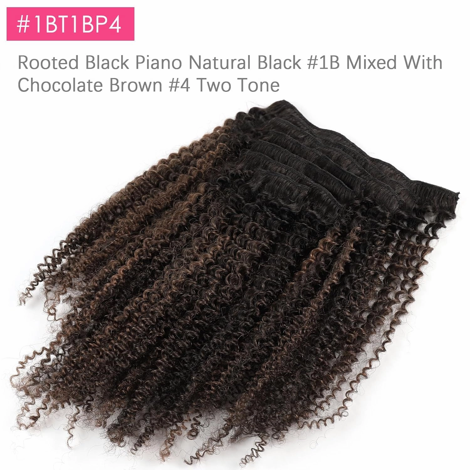 ABH AMAZINGBEAUTY HAIR Afro Curly Clip in Hair Extensions Real Human Hair 4A 4B Curly Clip ins for Black Women 120g 7 Pieces 17 Clips, Ombre Highlight 1B to Brown 12 Inch