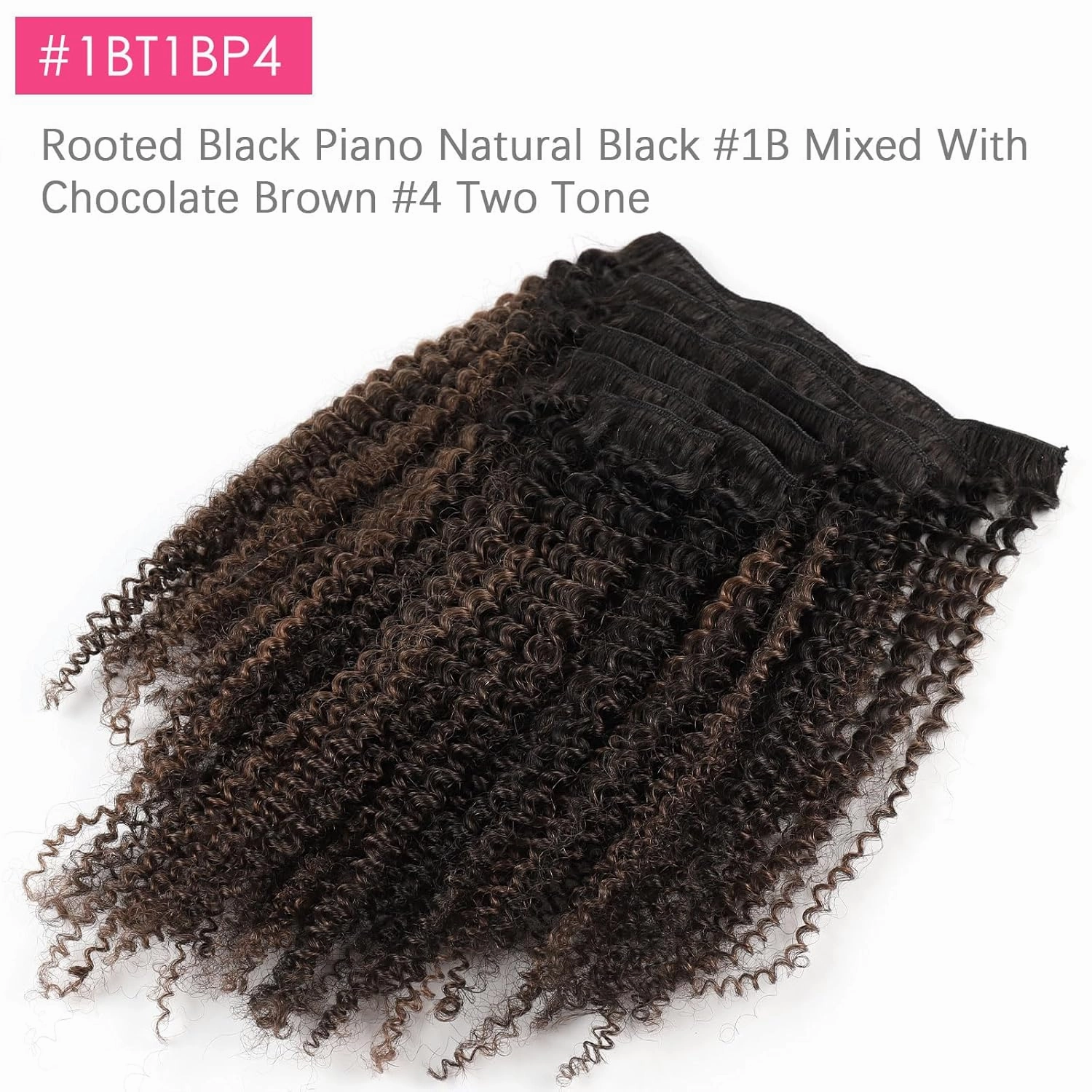 ABH AMAZINGBEAUTY HAIR Afro Curly Clip in Hair Extensions Real Human Hair 4A 4B Curly Clip ins for Black Women 120g 7 Pieces 17 Clips, Ombre Highlight 1B to Brown 14 Inch