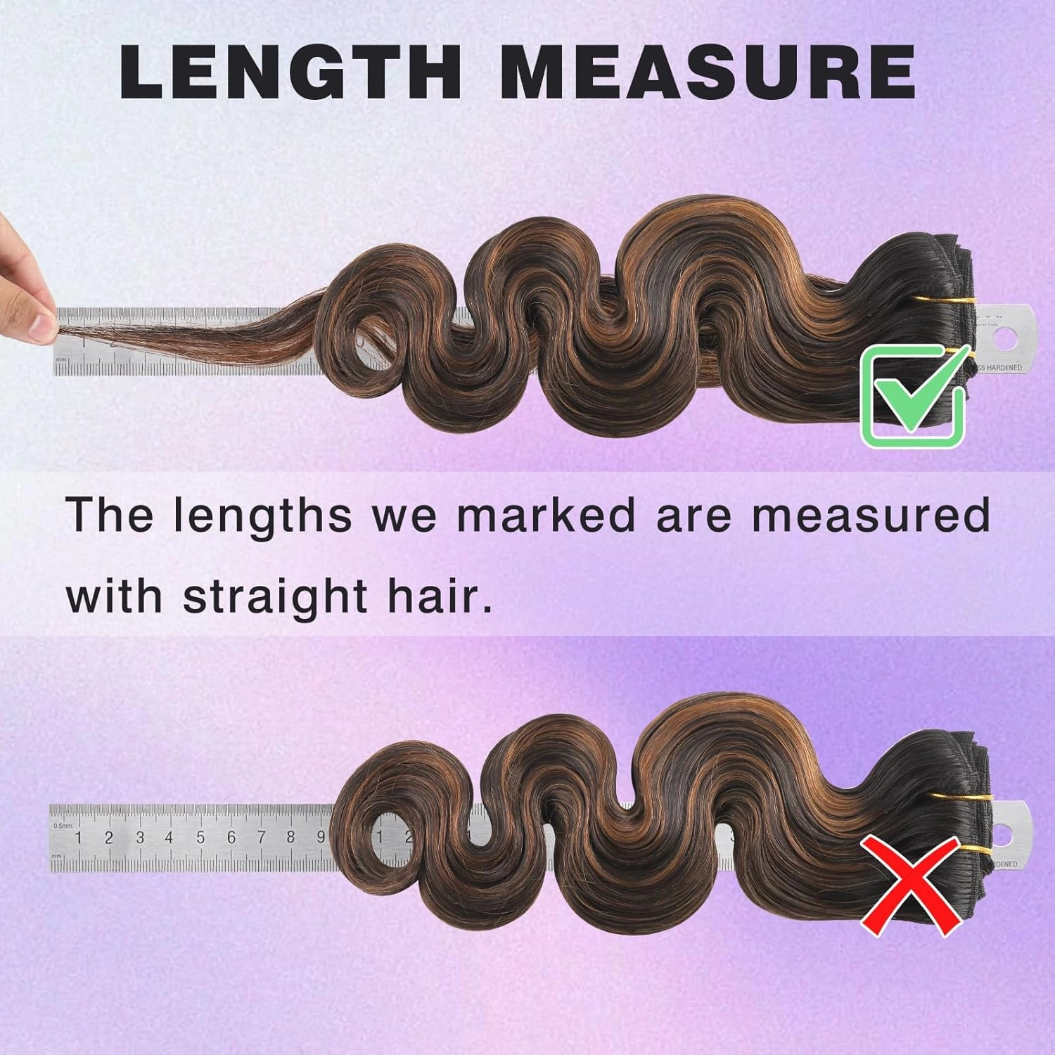 ABH AMAZINGBEAUTY HAIR Body Wave Clip in Extensions Real Human Hair Body Wave Clip ins Wave Hair Rooted Black Piano Natural Black #1B Fading into Light Auburn #30 Two Tone 120G 22 Inch