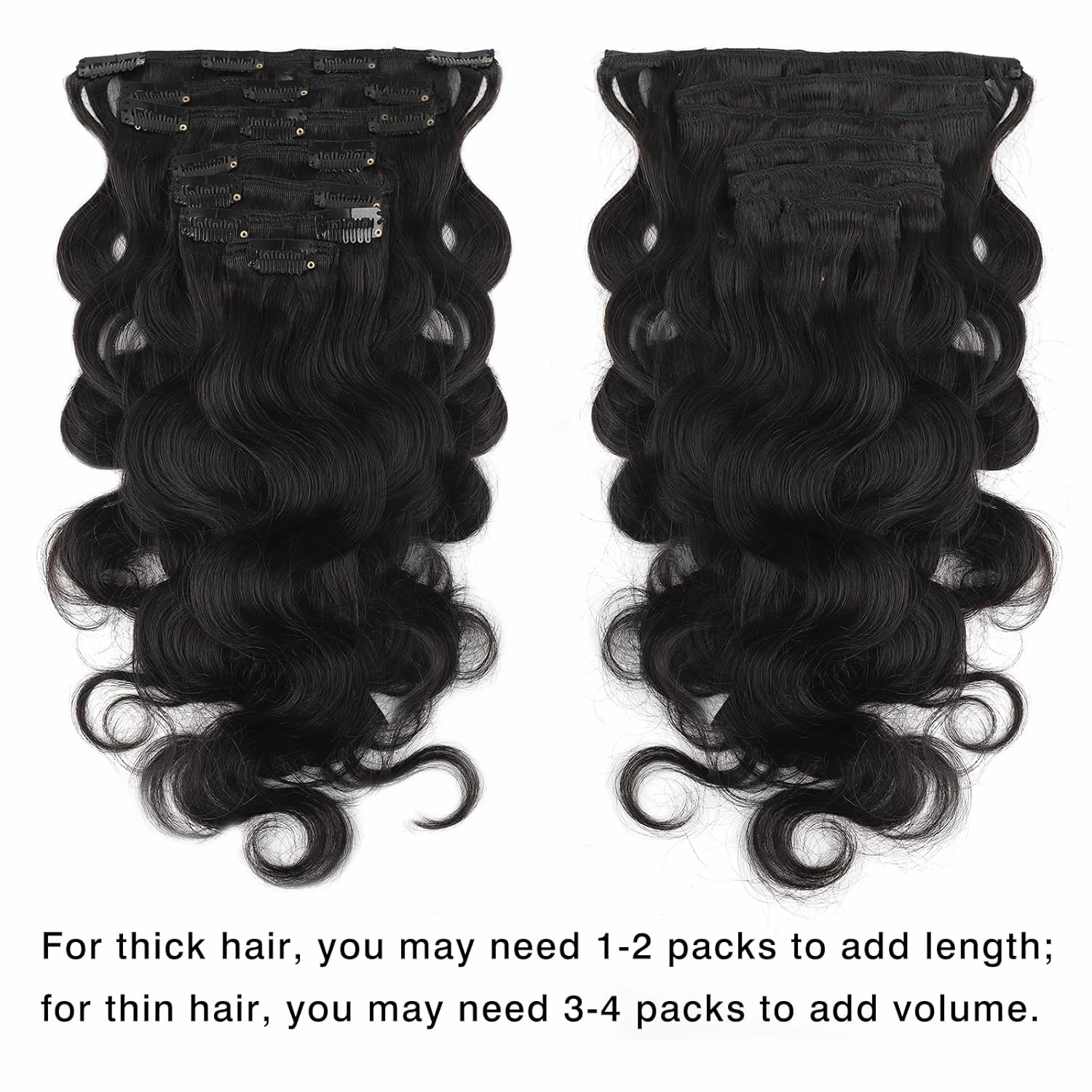 ABH AMAZINGBEAUTY HAIR Body Wave Clip ins Human Hair Wavy Clip in Hair Extensions Full Head Body Wave Clip ins for Black Women Natural Black Real Remy Human Hair Thick Ends 120G 22 Inch