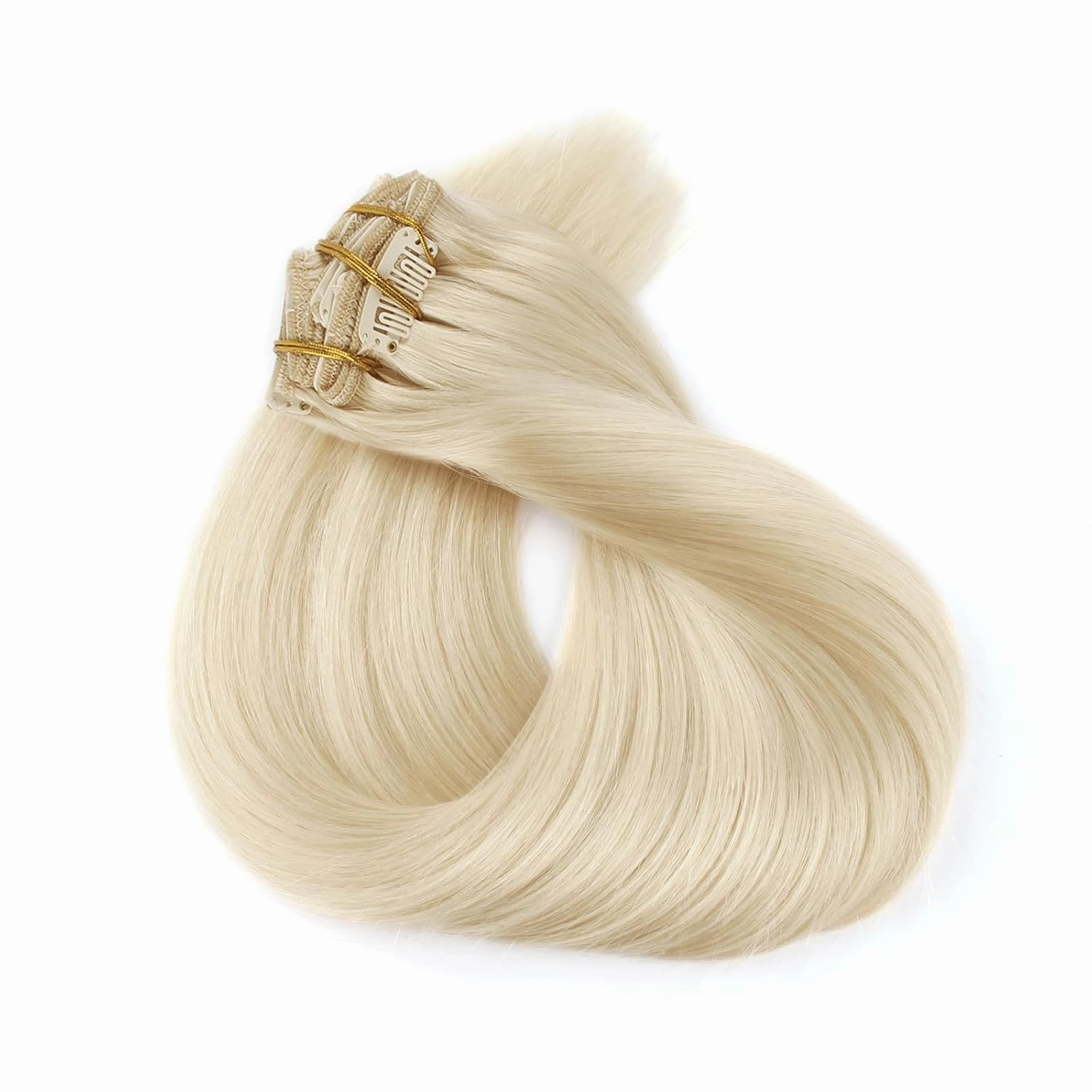 ABH AMAZINGBEAUTY HAIR Clip in Hair Extensions Blonde Real Human Hair Extensions Clip ins Remy Straight Clip ins Human Hair Straight Platinum Ash Blonde #60 Color 14 Inch 8pcs With 18 Clips 120G