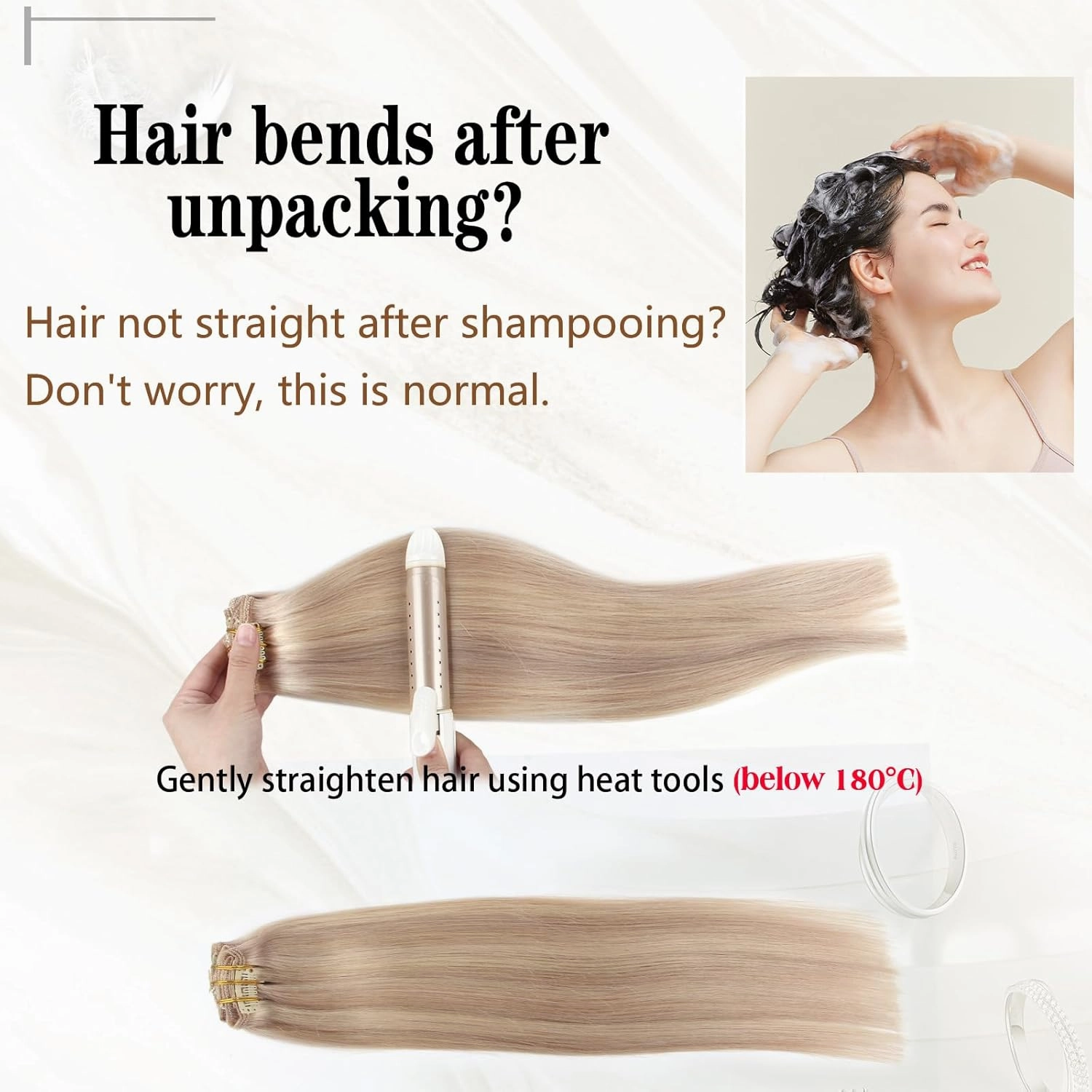 ABH AMAZINGBEAUTY HAIR Clip in Human Hair Extensions 20 Inch 8pcs/120g Ash Blonde Highlights Golden Blonde Real Hair Extensions Double Weft