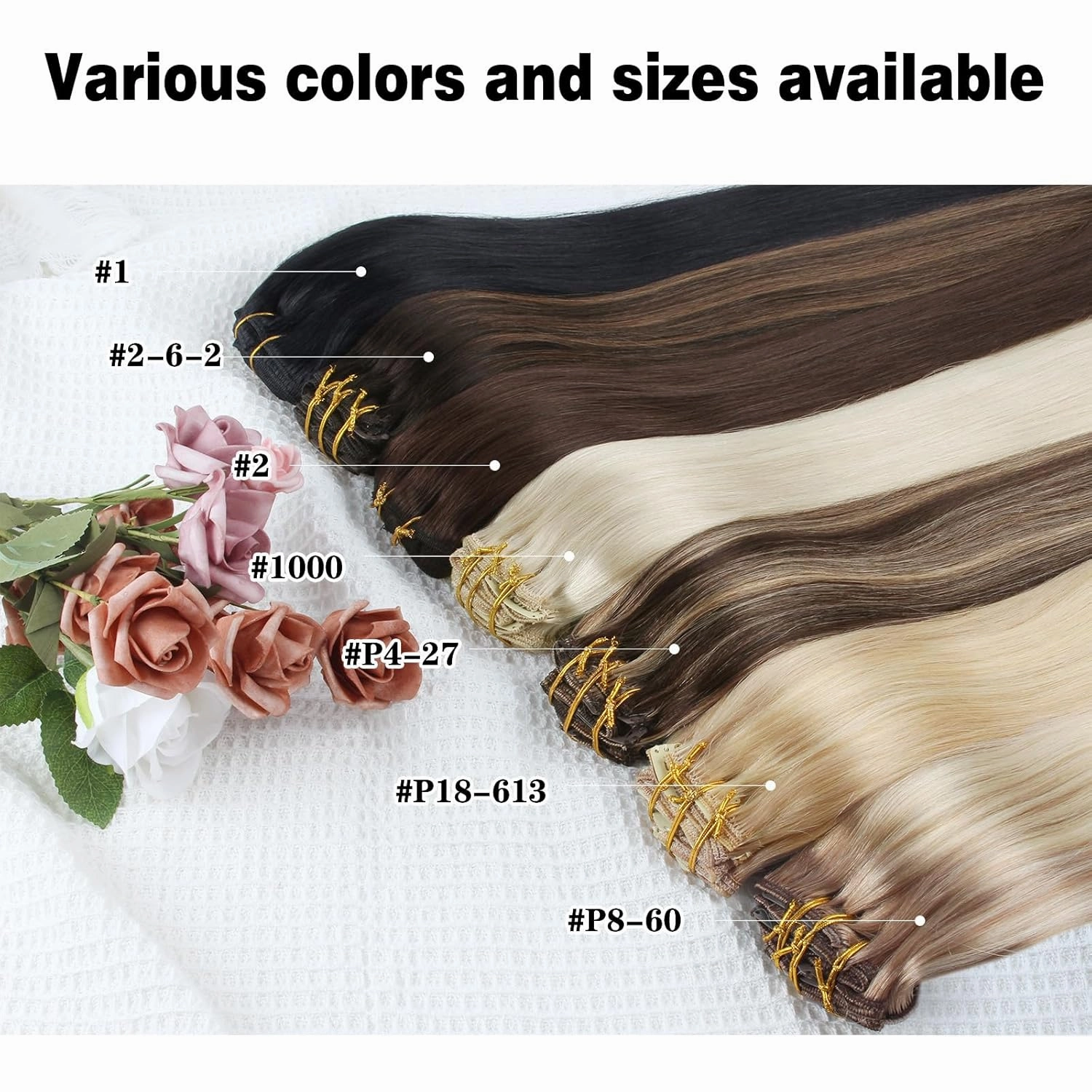 ABH AMAZINGBEAUTY HAIR Remy Hair Extensions Clip in Human Hair Dirty Blonde with Platinum Beach-Bleached Blonde P18-613 Clip in Hair Extensions Human Hair 14 Inch 8pcs/120g Straight Hair