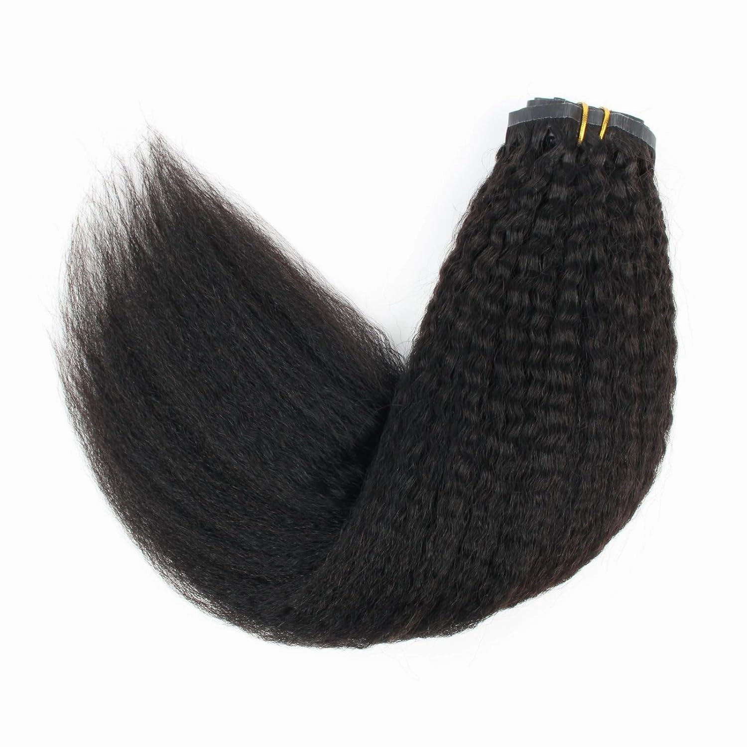 ABH AMAZINGBEAUTY HAIR Seamless Clip in Hair Extensions Human Hair Kinky Straight Double Weft Clip in Human Hair Extensions Brazilian Virgin Human Hair Natural Black For Black Women 14 Inch 120G 7Pcs