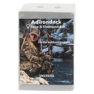 Adirondack Fragrance & Flavor Farm ADK Hunter Women Unscented Camo Soap Bar, Natural Hunting 3-in-1 Body Wash, Soap Shampoo & Conditioner with Activated Charcoal for Human Scent Removal, 4 Oz