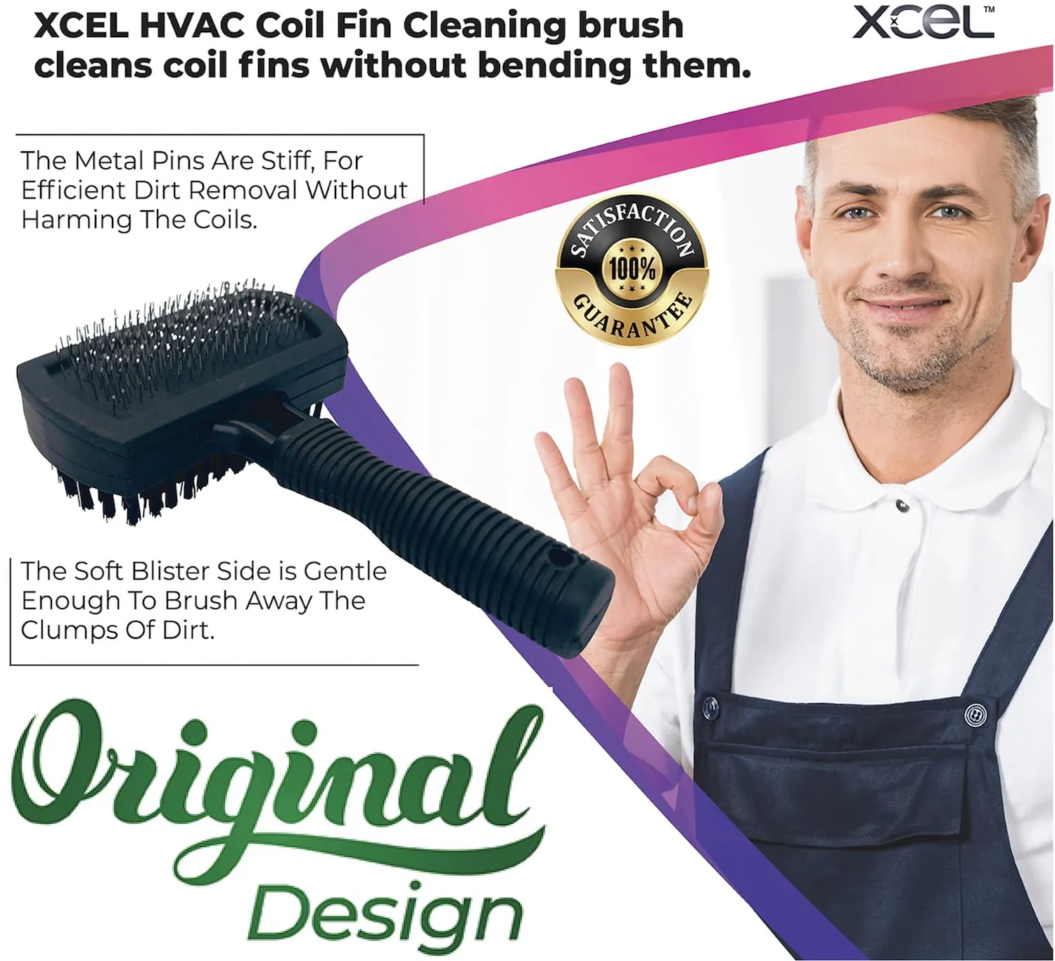 Advanced Coil Cleaning Fin Brush for AC Evaporator and Condenser Coils – Dual-Sided HVAC Coil Cleaner | Stainless Steel Pins & Soft Bristles | Improve Efficiency, Prevent Build-Up, Easy AC Maintenance